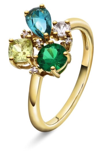 GLAM ring med grønne toner størrelse 56