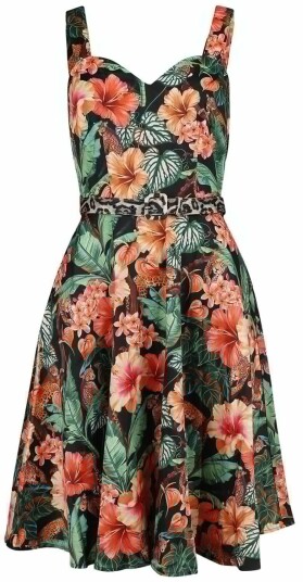 Voodoo Vixen Rockabilly Middellang kjole Jungke Print Flare Dress XS til 4XL Damer flerfarget