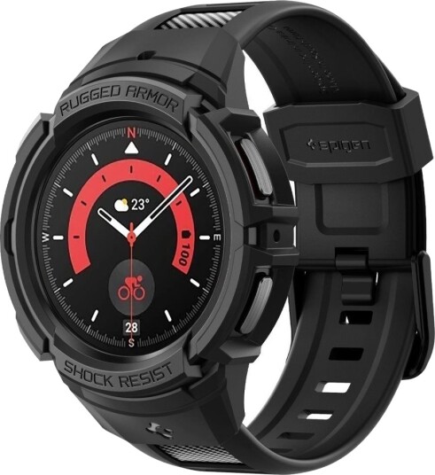 Spigen Samsung Galaxy Watch 5 Pro 45mm Deksel Armbånd Rugged Armor Pro Svart