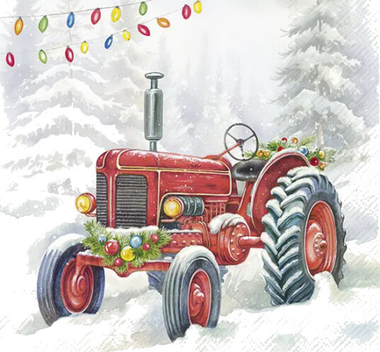 Juleservietter Traktor lunsj