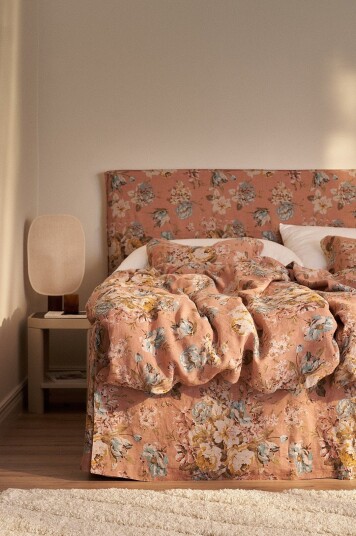 Ellos Home Sengekappe Candice Rose i vasket lin 60 cm Rosa