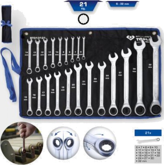 KS TOOLS BT013121 Ringnøkkelsett med skralle KS TOOLS BT013121 Ringnøkkelsett med skralle
