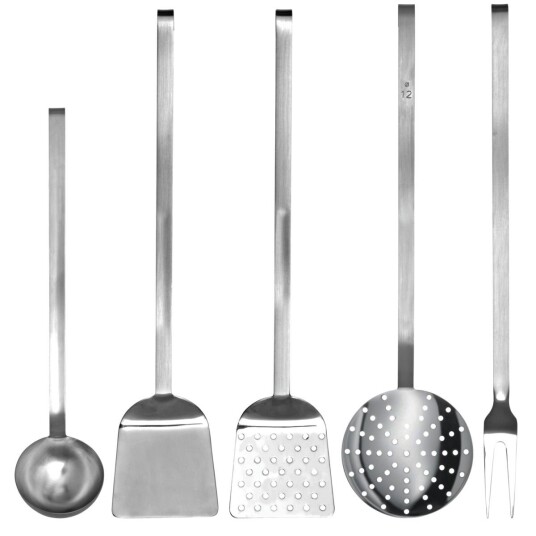 PULSIVA Sett med kjøkkenutstyr 5 deler; 46.5 cm (L); Sølvfarge PULSIVA Sett med kjøkkenutstyr 5 deler; 46.5 cm (L); Sølvfarge