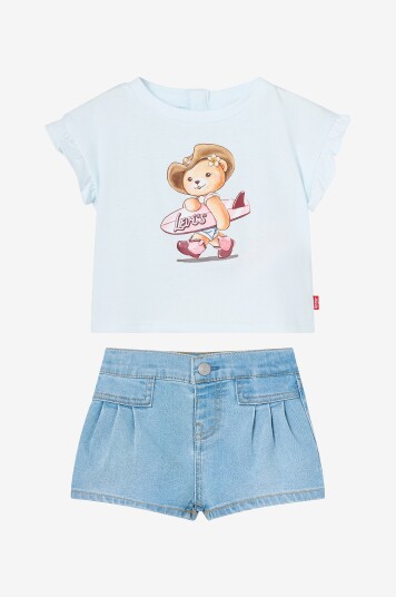 Levi's Sett SS Top & Pleated Short Blå Levi's Sett SS Top & Pleated Short Blå