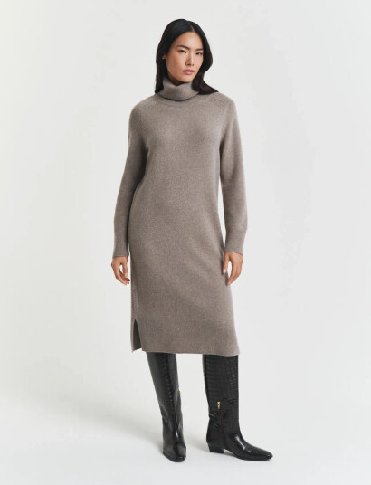 GANT Detail Turtleneck Dress - Beige - XL GANT Detail Turtleneck Dress - Beige - XL
