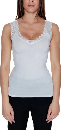 Vero Moda vmRosa Ermløs Top White L med Blondekant