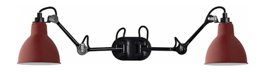 Lampe Gras N204 Vegglampe Double Matt Sort & Matt Rød Lampe Gras N204 Vegglampe Double Matt Sort & Matt Rød