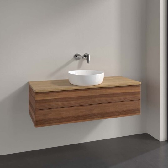 Villeroy & Boch Antao Servantskap med 2 skuffer 120x50x36 cm u/lys Valnøtt/Eik Villeroy & Boch Antao Servantskap med 2 skuffer 120x50x36 cm u/lys Valnøtt/Eik