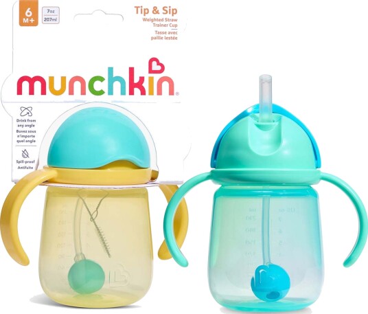 Munchkin Tip & Sip Sugerørskopp 207 ml 2-Pakning, Blue/Yellow