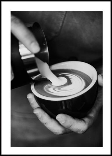 Barista Prepares Latte Coffee Plakat Plakat / 40x50cm Barista Prepares Latte Coffee Plakat Plakat / 40x50cm