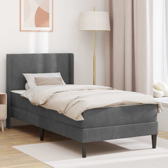 vidaXL Sengeramme med madrass Mørkegrå 100 x 200 cm Fløyel vidaXL Sengeramme med madrass Mørkegrå 100 x 200 cm Fløyel