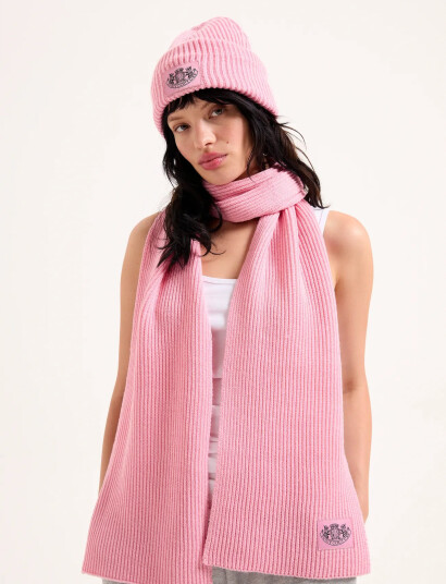 Juicy Couture Cheetah Crest Scarf / Beanie Set - Pink - ONE SIZE Juicy Couture Cheetah Crest Scarf / Beanie Set - Pink - ONE SIZE