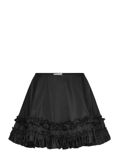 Ganni Duchesse Nylon Mini Frill Skirt Black 38