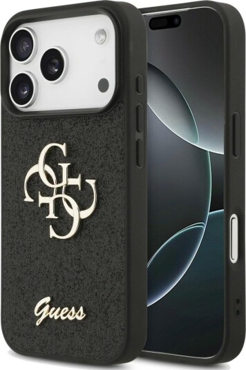 Guess Fixed Glitter Big 4G Mobildeksel til iPhone 17 Pro / 18 Pro - Svart