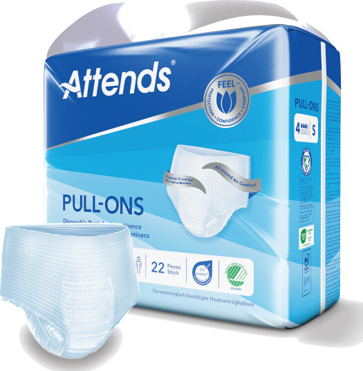 Attends Pull Ons 4 buksebleie Small 22 stk. Attends Pull Ons 4 buksebleie Small 22 stk.