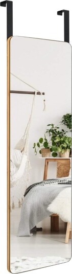 Veggspeil med bambusramme – trygt og plassbesparende design