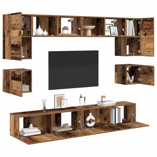  TV benksett 8 pcs Gammelt tre 100 x 30 x 30 cm Konstruert tre