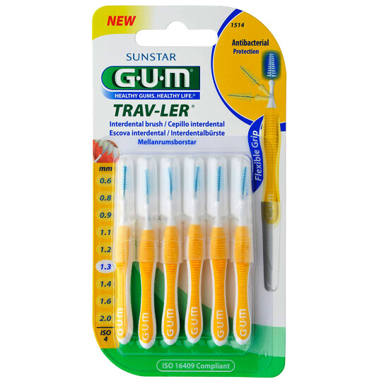 GUM TravLer Gap børster 1,3 mm ISO 4 GUL