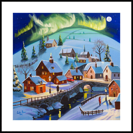 Winter Wonderland Village Under the Northern Lights Plakater Plakat / 100x100cm Winter Wonderland Village Under the Northern Lights Plakater Plakat / 100x100cm
