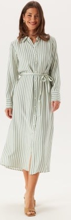YAS Yaskaya Ls Long Shirt Dress Birch Stripes:iceberg Green 38