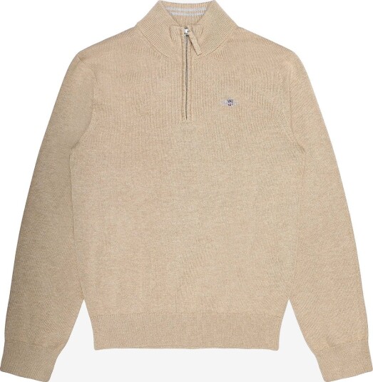 Gant Kids Shield Cotton Half Zip Sweater OAT BEIGE MARL 122