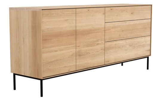 Ethnicraft Whitebord sidebord Eik-Metall 2 d?rer 3 skuffer