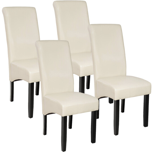 tectake 4 spisestuestoler ergonomisk - krem