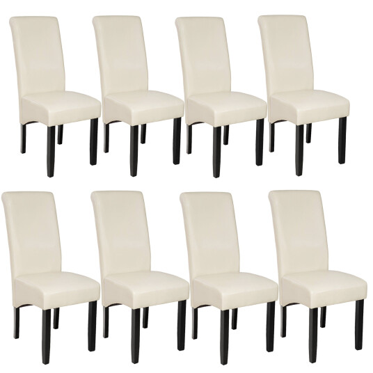 tectake 8 spisestuestoler ergonomisk - krem