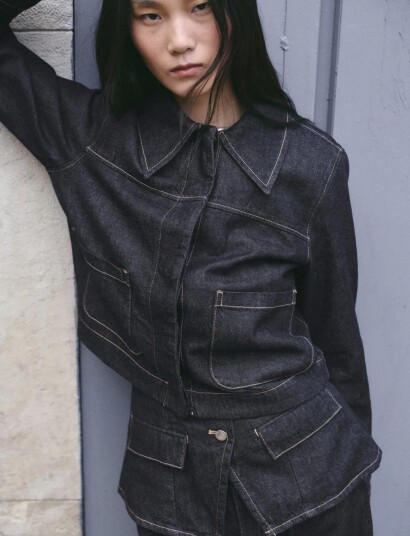 Mango Denim Jacket With Pockets   Navy   M