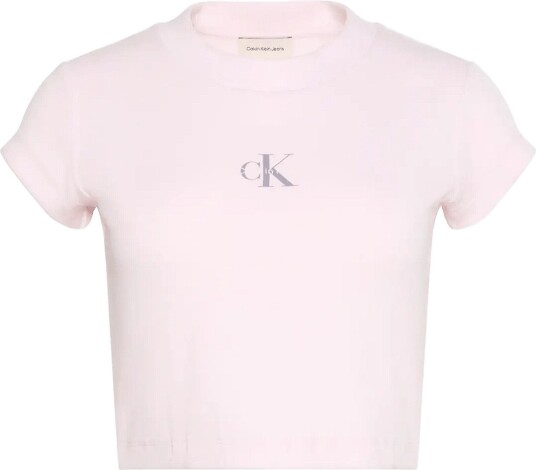 Calvin Klein Jeans Monologo Baby Rib Tee   CRYSTAL BLUSH   XXL