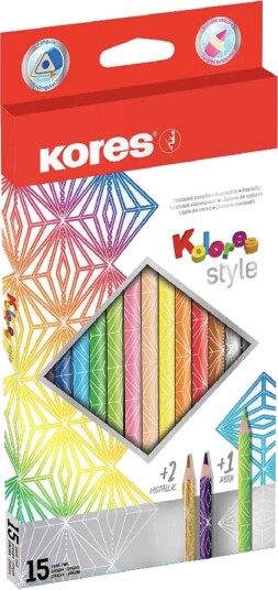 Kores Trekantede Fargeblyanter "Kolores Style" Pappeske På 15 Blytykkelse: 3 Mm Sortert I 12 Standardfarger 2   1 Stk Bb93310