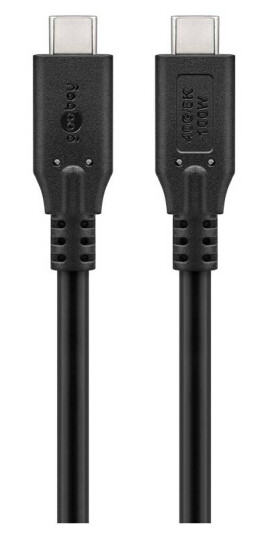 Goobay USB-C kabel 100W PD - USB4 - 40 Gbit/s - 0,5m - Sort