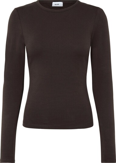 Reiss Jada Long Sleeve Top XCHOCOLATE XS