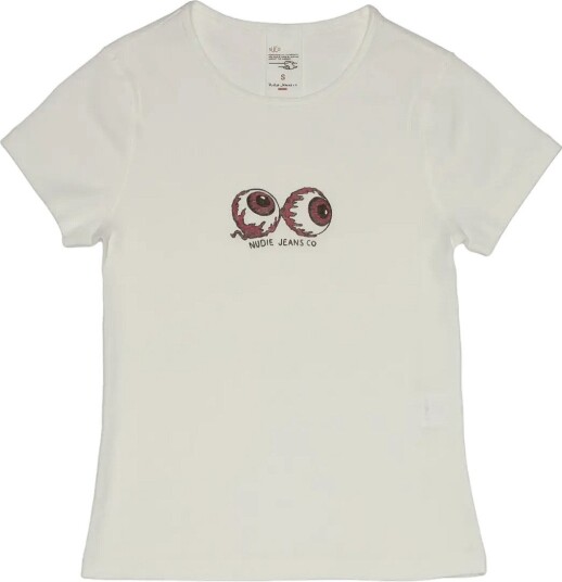 Nudie Jeans Eve T Shirt Eyeballs Offwhite   White   L
