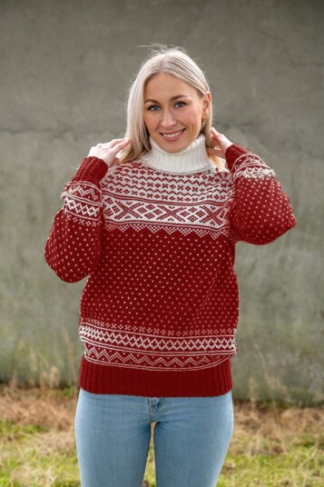 SETESDAL genser unisex dyp rød SETESDAL genser unisex dyp rød