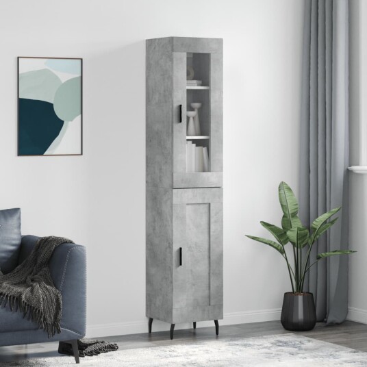 vidaXL Highboard betonggrå 34,5x34x180 cm konstruert tre 8720845489311 vidaXL Highboard betonggrå 34,5x34x180 cm konstruert tre 8720845489311