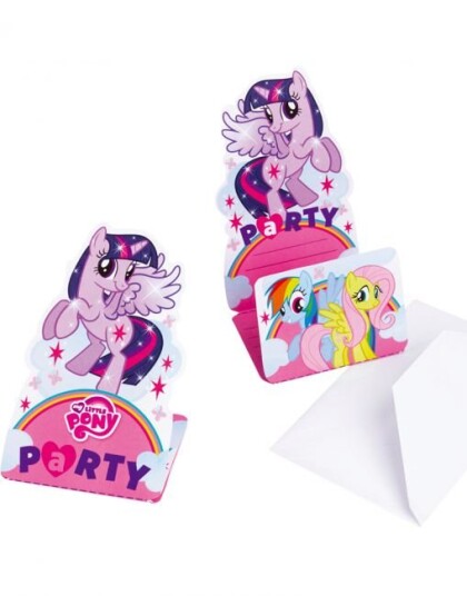 8 stk Invitasjoner med Konvolutter My Little Pony Regnbue