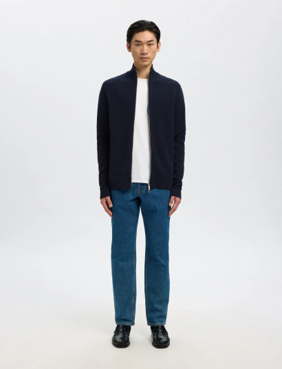 Selected Slhdane Ls Knit Structure Full Zip Noos - Navy - XXL Selected Slhdane Ls Knit Structure Full Zip Noos - Navy - XXL