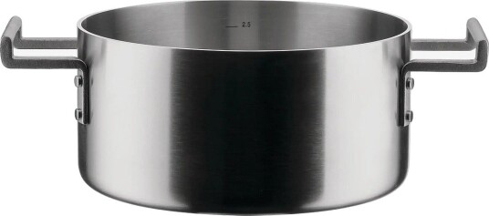 Alessi Pot With Two Handles In Multi-Layered Material, Mat ,Handle With Pvd Coating Induction - STEEL - 29.5X20X10 cm