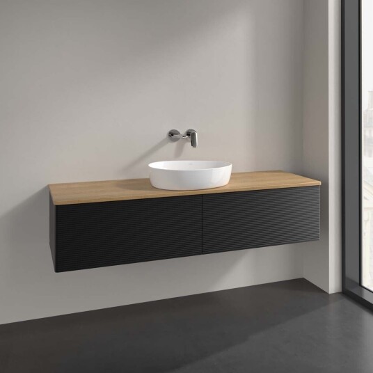 Villeroy & Boch Antao Servantskap med 2 skuffer 160x50x36 cm m/lys Sort Matt/Eik