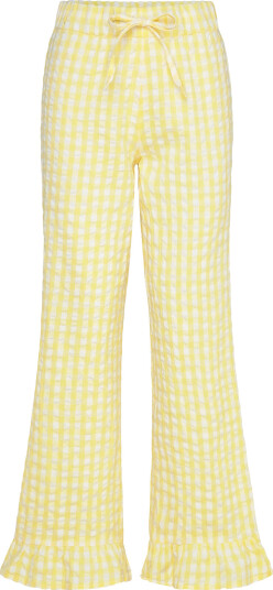 Gina Tricot Gingham Seersucker Trousers - Yellow - S Gina Tricot Gingham Seersucker Trousers - Yellow - S