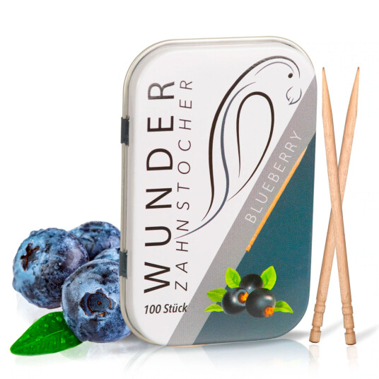 Wunder Tannpirkere Flavored Blueberry Metal Box
