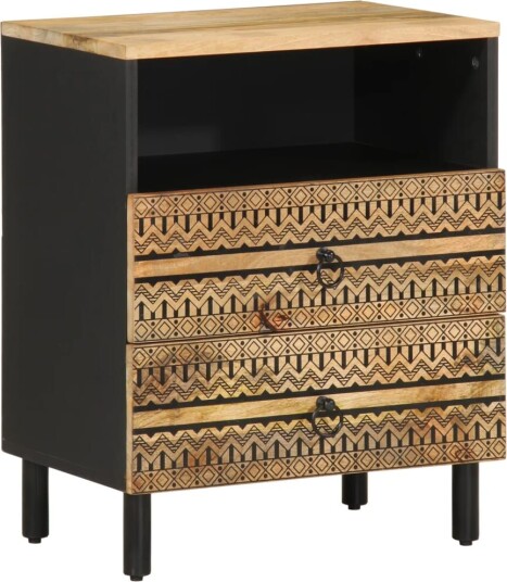 Nattbord svart 50x33x62 cm grovt heltre mangotre 8721158496379