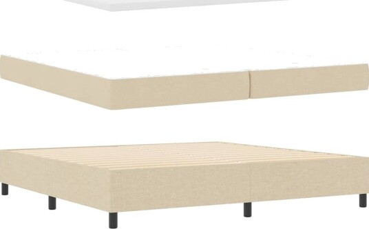  Boxspring Seng med Madrass Krem 200x200 cm Stoff