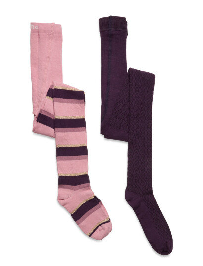 Minymo Stocking W. Lurex (2 Pack) - Multi/patterned - 128\134