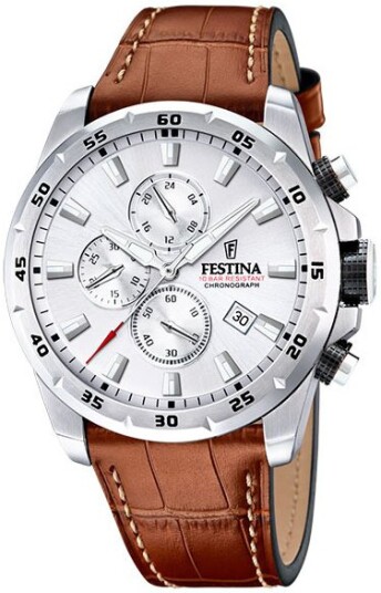 Festina Herreklokke F20692 1 Timeless Sølvfarget/Lær Ø44.5 mm