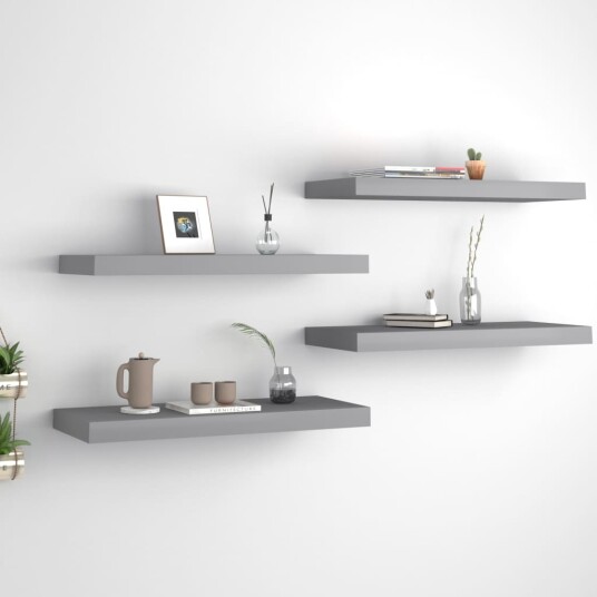 vidaXL Flytende vegghyller 4 stk gr? 60x23,5x3,8 cm MDF