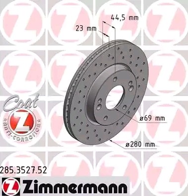 Bremseskive ZIMMERMANN 285.3527.52