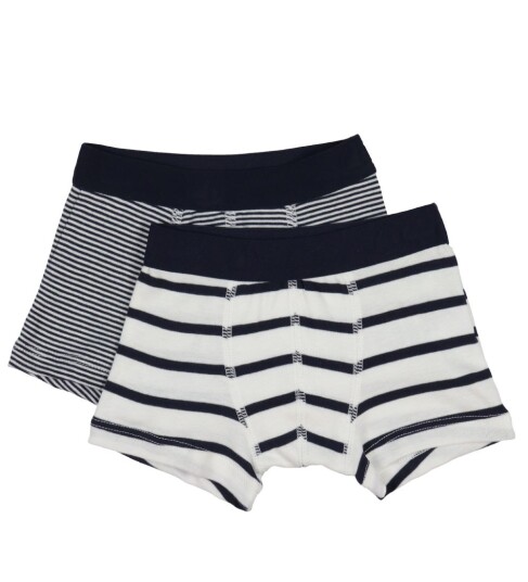 Petit Bateau Boxershorts 2-pak White/Navy Stripes 2 år/86