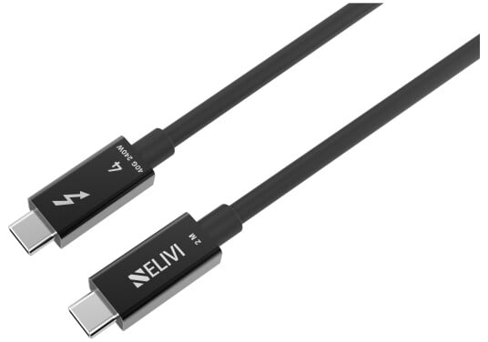 Elivi Thunderbolt 4 kabel 2 m 240W | 40Gbps | Svart